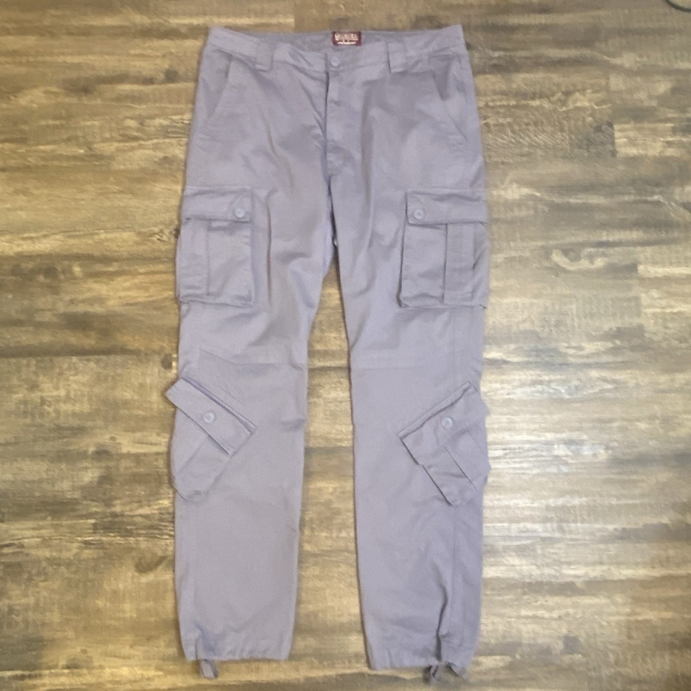 Matchstick Cargo Pants Men's 38 Gray Cotton Drawstring‎ Waist 40x33 Multi-pocket